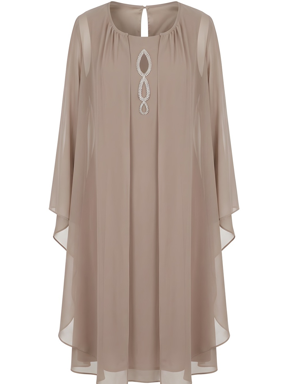 SLNY Beige Women's Tunic with Necklace Accent